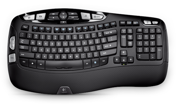 Logitech Business K350 Wave Wireless Keyboard With Built-in Palm Rest