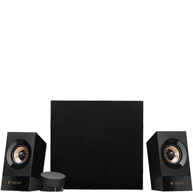 Two satellites with subwoofer and control pod peak power