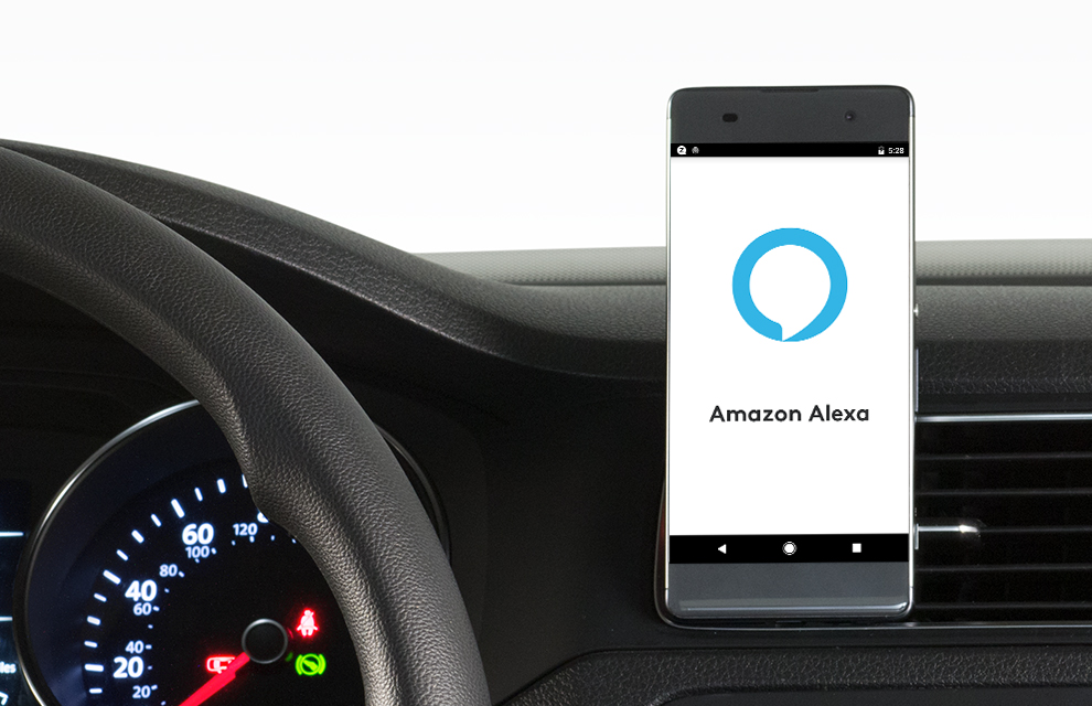 Zerotouch car phone holder with Alexa integration